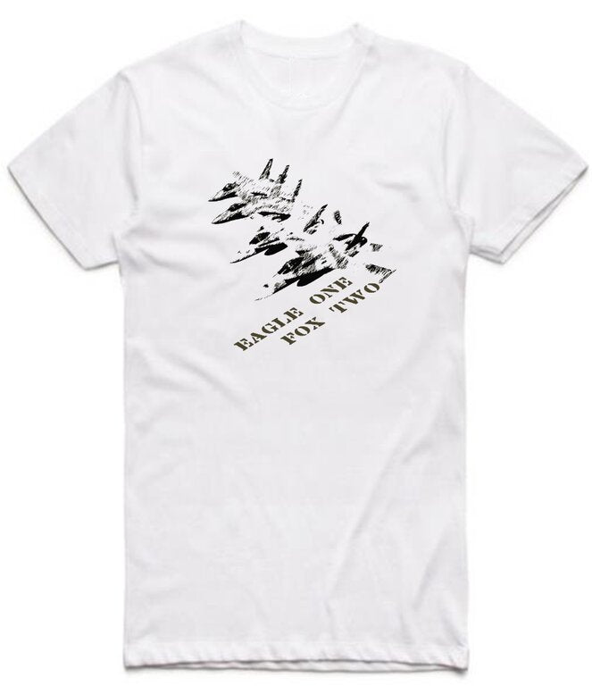 K-Diller® Melbourne Australia Mens T-Shirt, White, Slim Fit, Crew Neck, Short Sleeve, Eagle One Fox Two, Fighter Plane, Army, Military, Aviation, Navy, Graphic Tee.