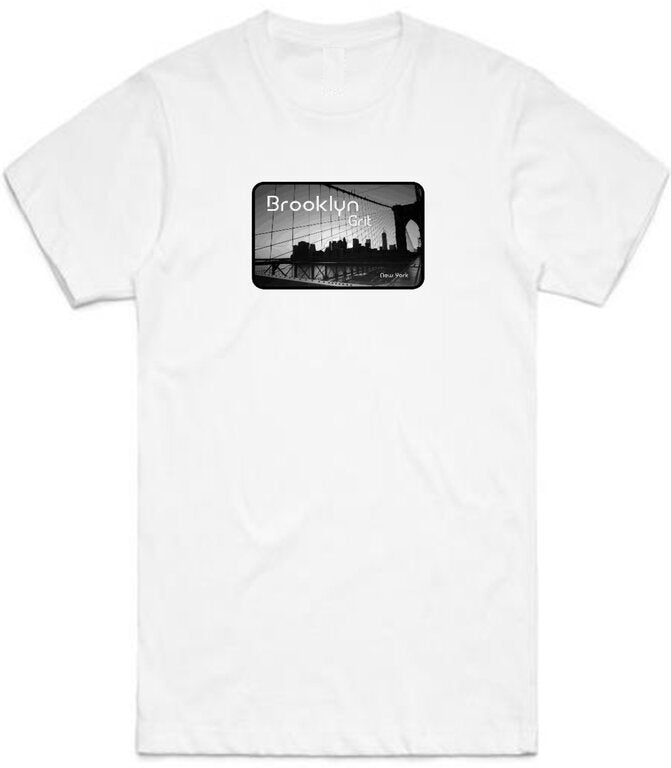 K-Diller® Melbourne Australia Mens T-Shirt, White, Modern Fitted, Crew Neck, Short Sleeve, Brooklyn Grit, NY, New York, Brooklyn City Graphic Tee.