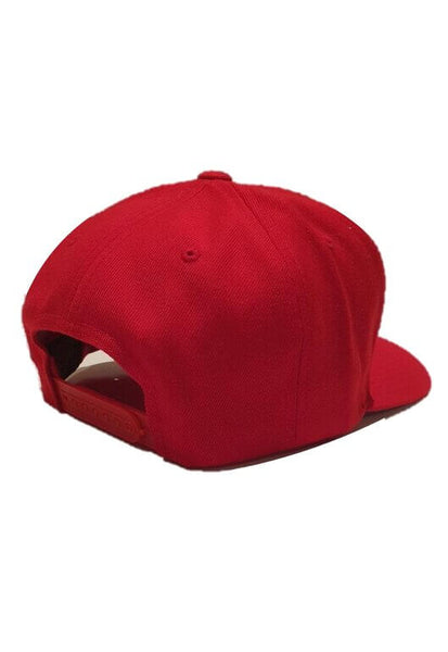 K-Diller® Melbourne Australia Mens Streetwear Premium Wool Blend OG Snapback Cap, Classic Structured 6 Panel, Pre-curved Visor, Embroidered Logo, Red Flexfit Yupoong Hat.