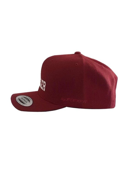 K-Diller® Melbourne Australia Mens Streetwear Premium Wool Blend OG Snapback Cap, Classic Structured 6 Panel, Pre-curved Visor, Embroidered Logo, Maroon Flexfit Yupoong Hat.