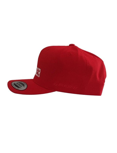 K-Diller® Melbourne Australia Mens Streetwear Premium Wool Blend OG Snapback Cap, Classic Structured 6 Panel, Pre-curved Visor, Embroidered Logo, Red Flexfit Yupoong Hat.