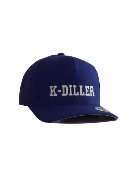 K-Diller® Melbourne Australia Mens Streetwear Premium Wool Blend OG Snapback Cap, Classic tructured 6 Panel, Pre-curved Visor, Embroidered Logo, Royal Blue Flexfit Yupoong Hat.