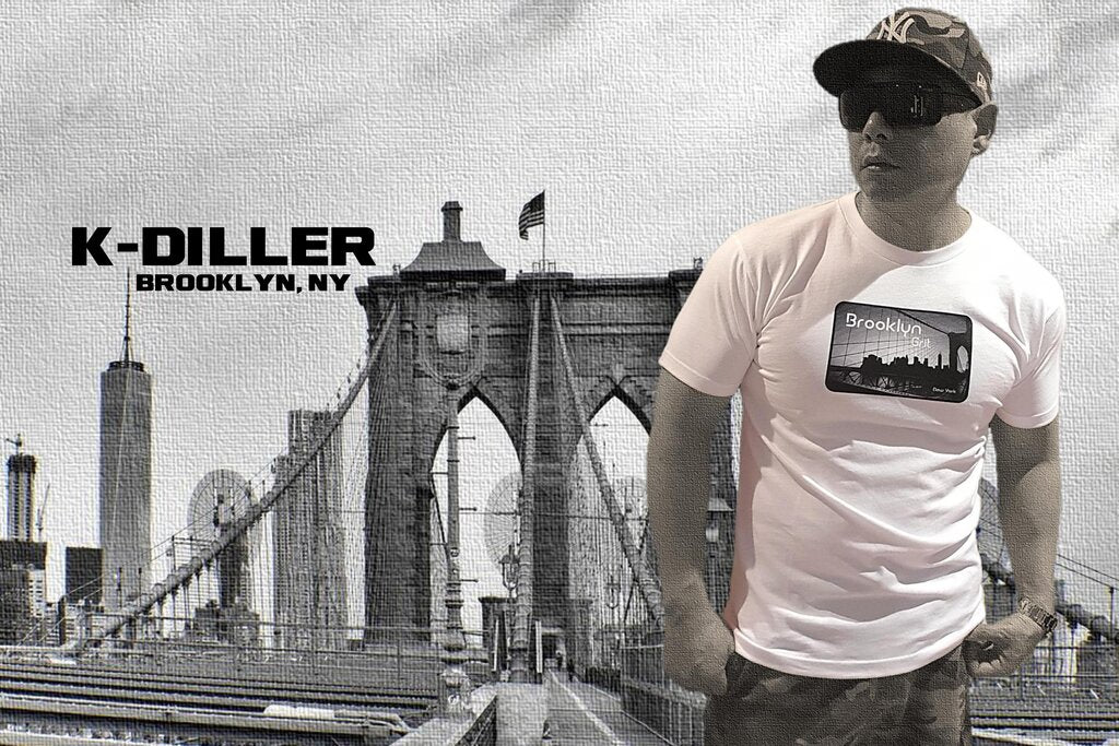 K-Diller® Melbourne Australia Mens T-Shirt, White, Modern Fitted, Crew Neck, Short Sleeve, Brooklyn Grit, NY, New York, Brooklyn City Graphic Tee.